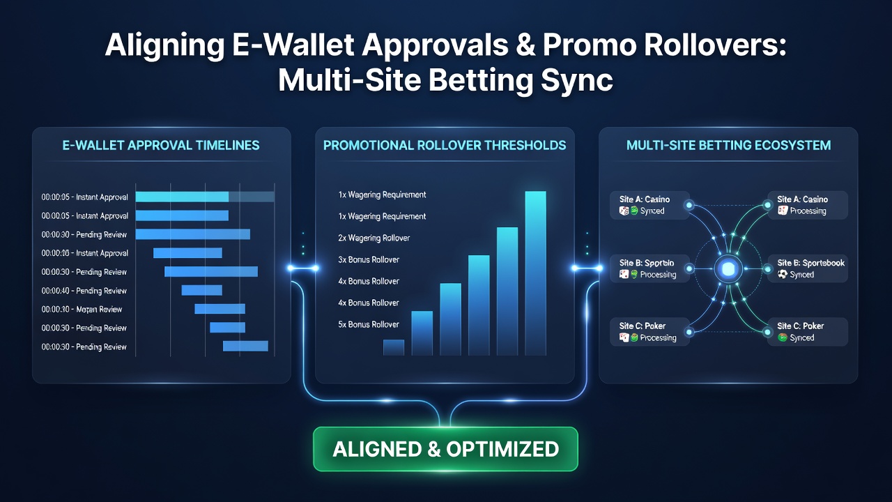 Flowchart illustrating synchronized timelines between wallet approvals and bonus rollover thresholds in networked betting systems