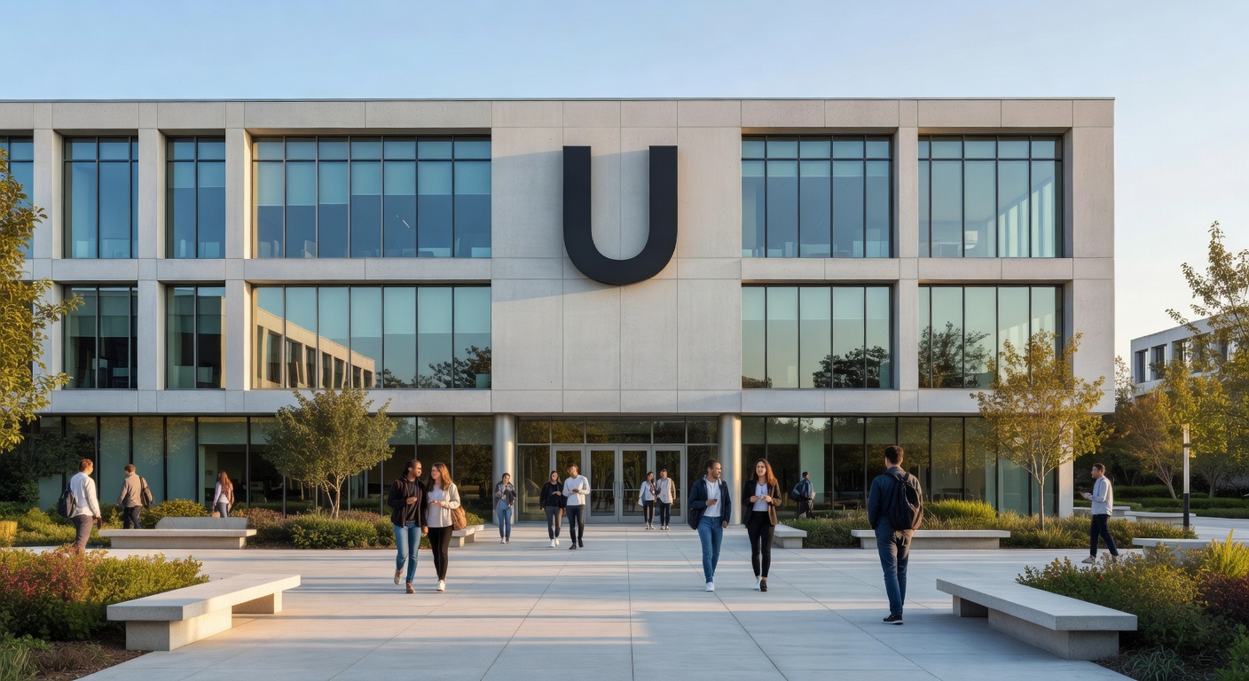 Interior lobby of the Legacy Tower featuring Coushatta basketry-inspired designs and the towering seven-story LED screen in the background